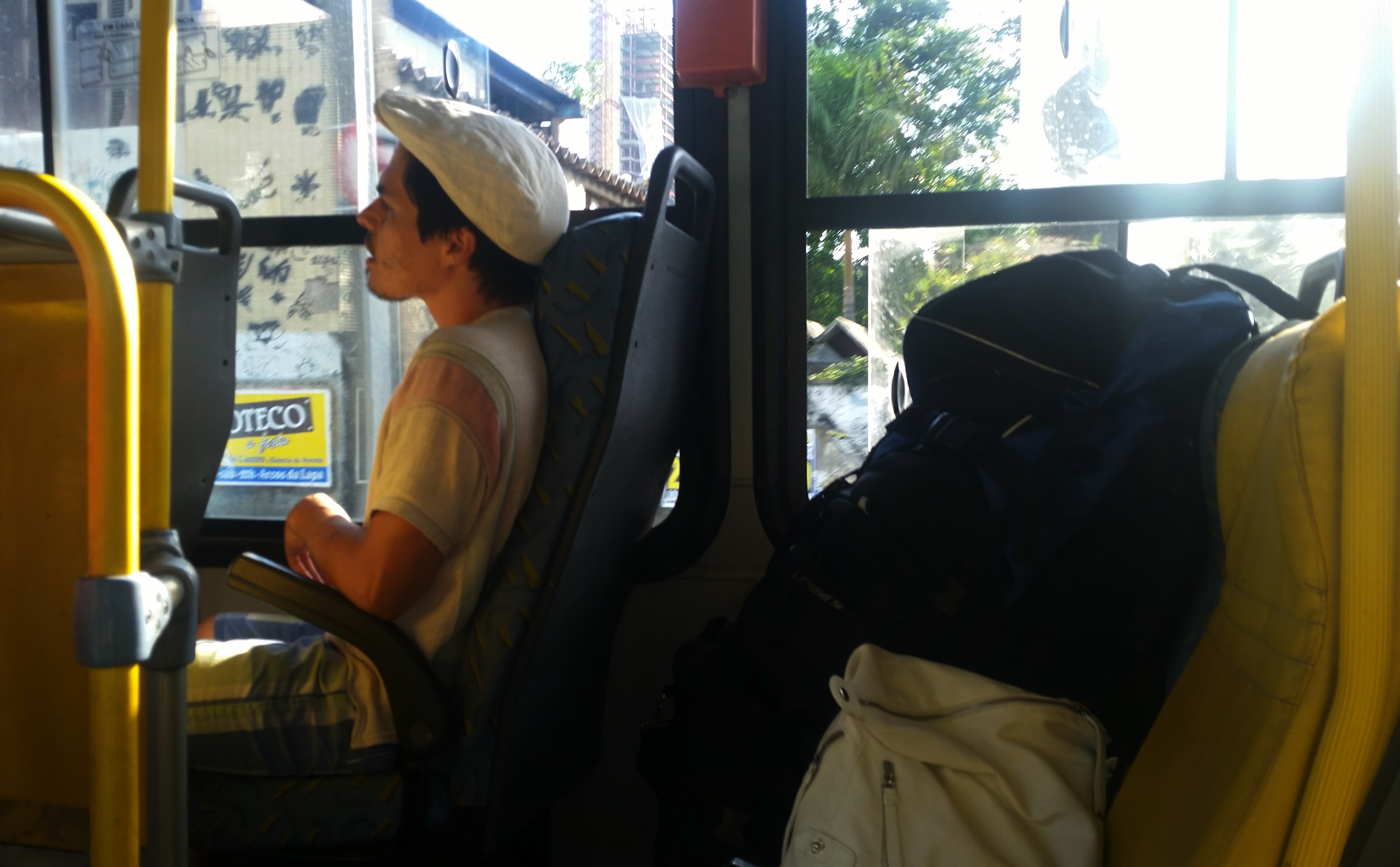 tourists catching a bus in Rio de Janeiro