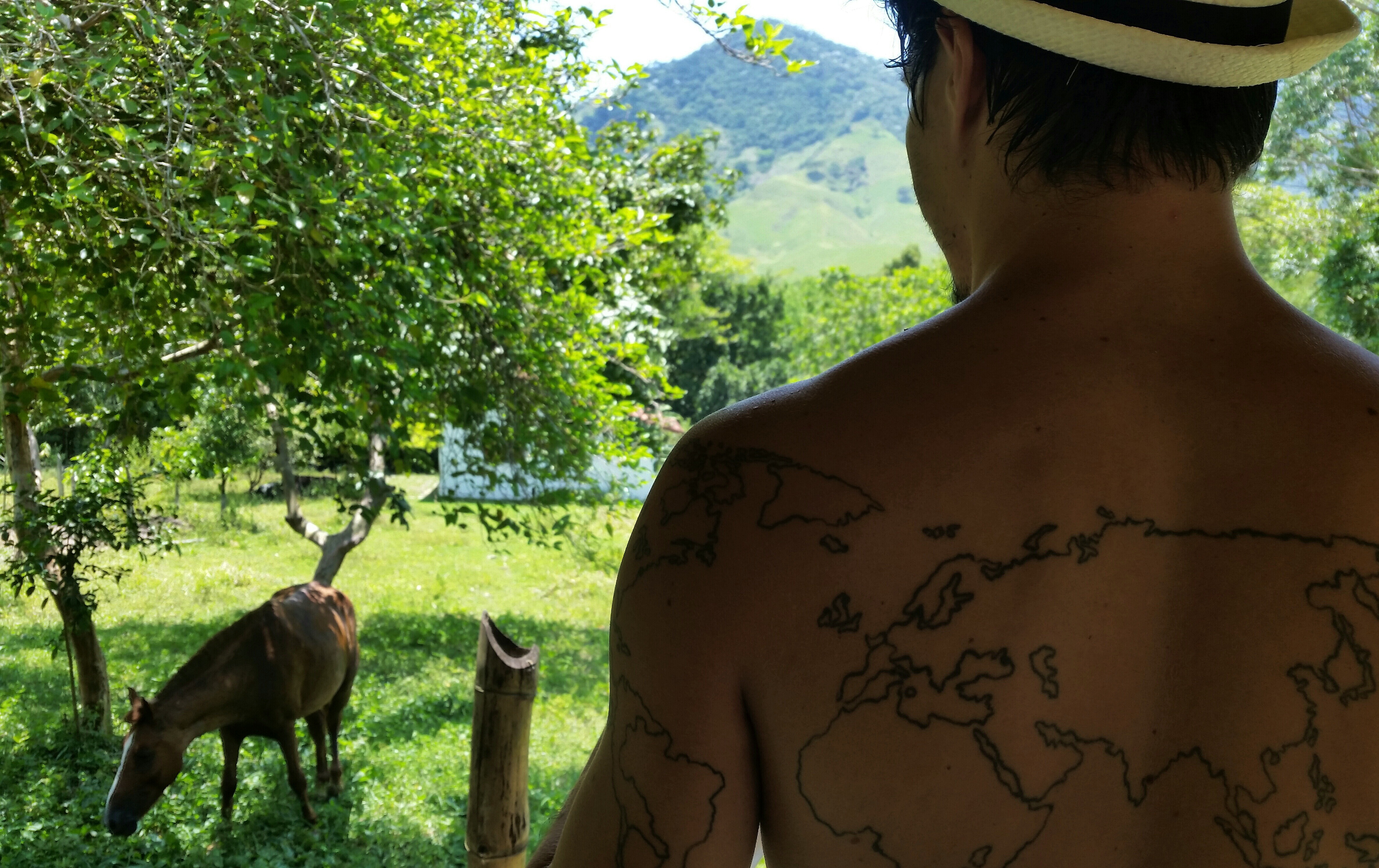Scenery and world tattoo in Sana, Rio de Janeiro