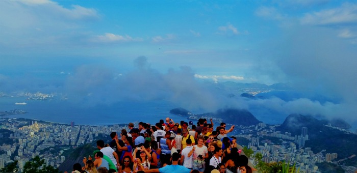 Crowd overlooking Rio de Janeiro from Christ the Redeemer Statue