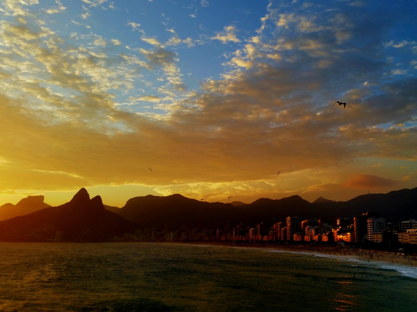 An amazing view in Rio de Janeiro - sunset over Ipanema from Arpoador