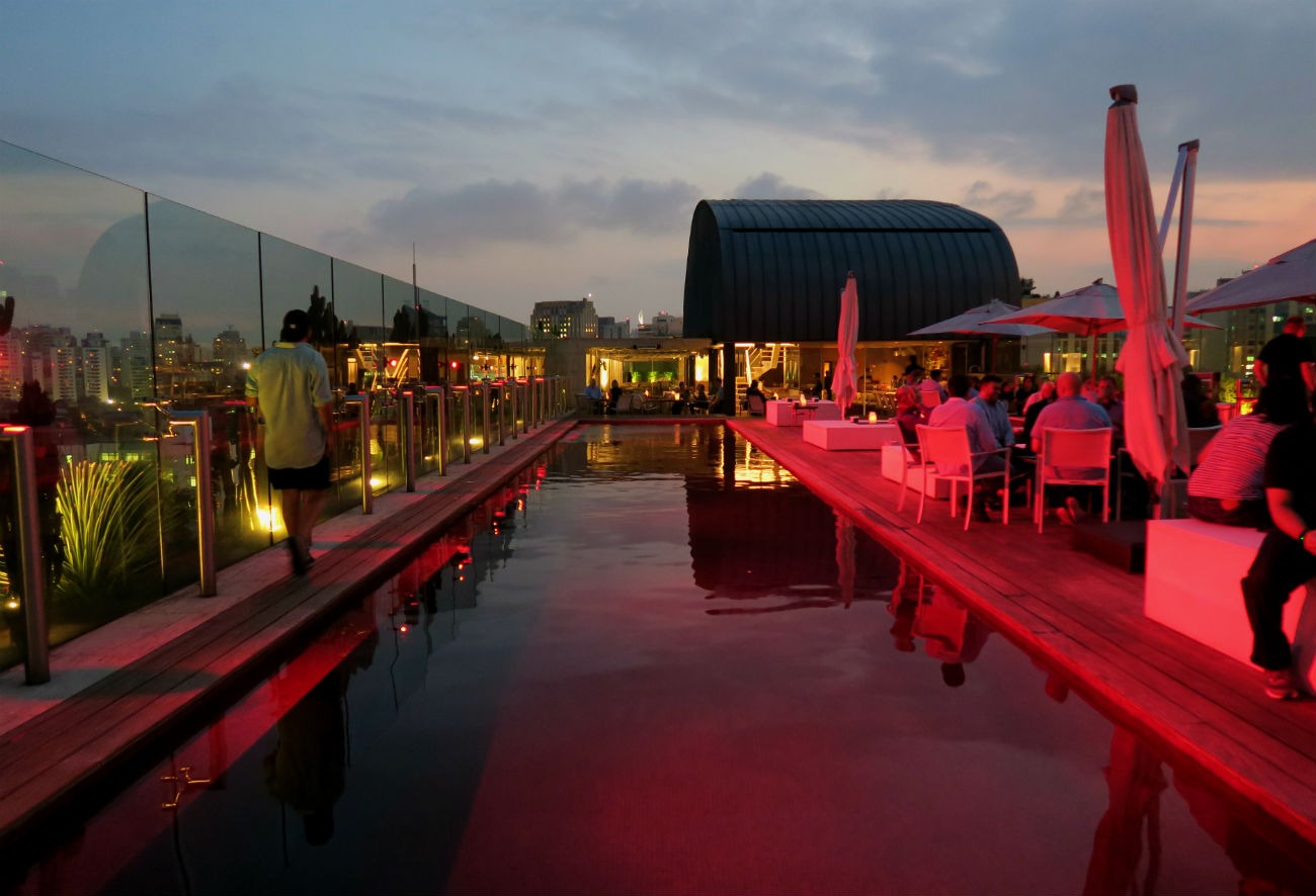 The swimming pool at Skye Bar | The Best Rooftop Bar In São Paulo: Skye Bar At Hotel Unique