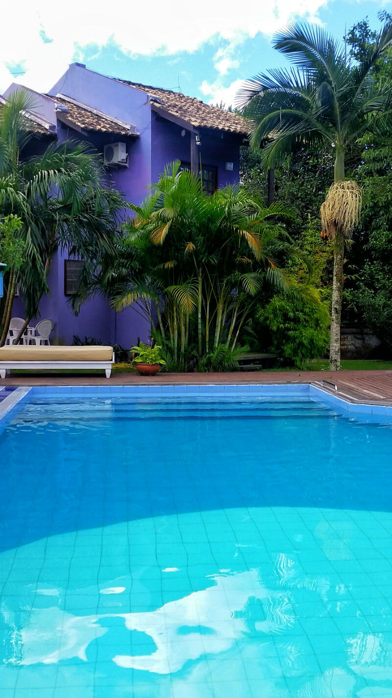 The pool next to our room at Hotel Saint Germain, Florianópolis - Are you looking for an affordable yet relaxing hotel in Florianópolis, Brazil? Check out our Florianópolis hotel review of Hotel Saint Germain, located on the lake in Lagoa da Conceicão!