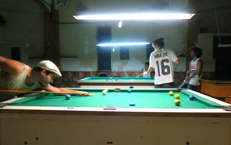 Playing pool in Lapa | Rio de Janeiro Hostel Review: Mambembe Hostel