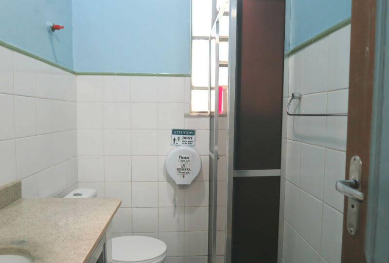 A bathroom at Membembe Hostel | Rio de Janeiro Hostel Review: Mambembe Hostel