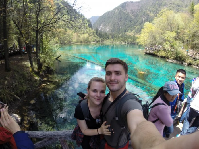 Ross and Jule in Jiuzhaigou, China - The Sunset Hunters: Best Advice For Long Term Travel Newbies