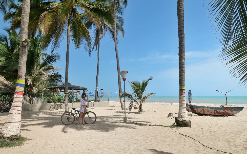 Riding bicycles in Palomino Colombia