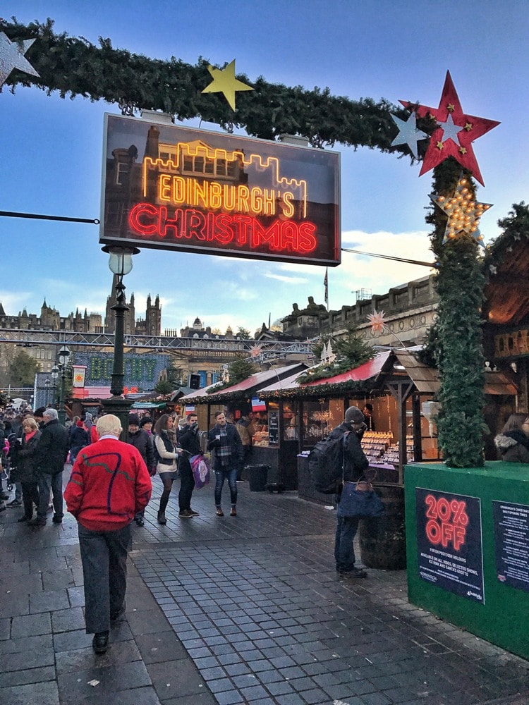 The entrance to the Christmas market - Edinburgh travel tips