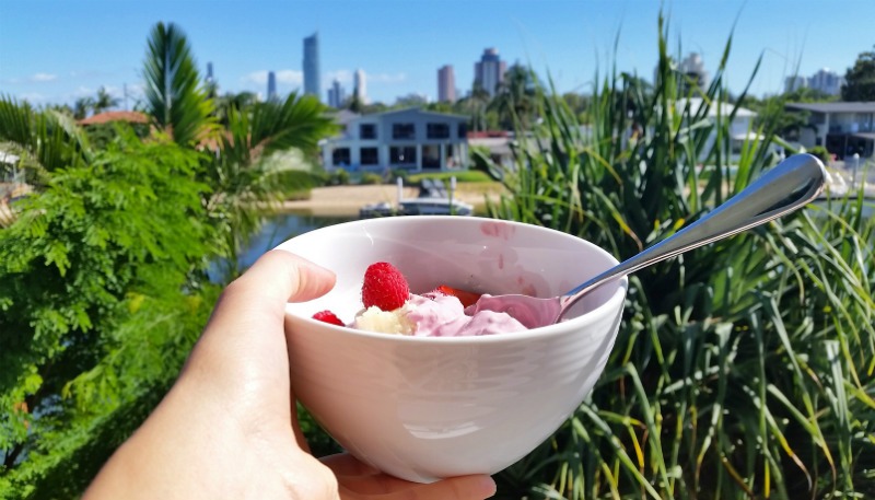 Breakfast on the balcony at ULTIQA Freshwater Point Resort - Best things to do on the Gold Coast