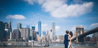 Dumbo Pier in Brooklyn overlooking Manhattan skyline - New York travel tips