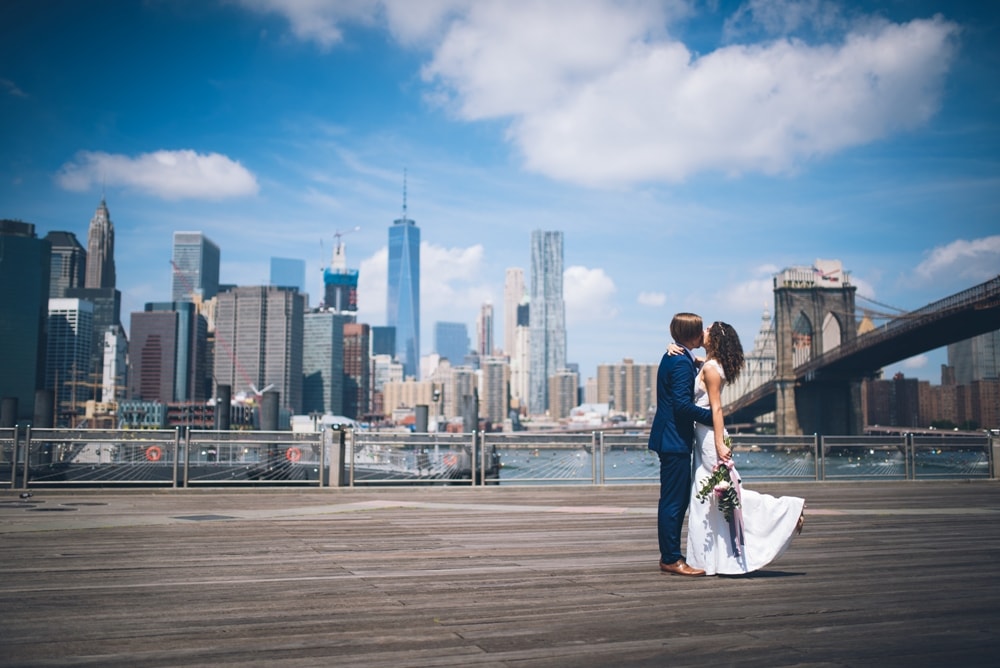 Dumbo Pier in Brooklyn overlooking Manhattan skyline - New York travel tips