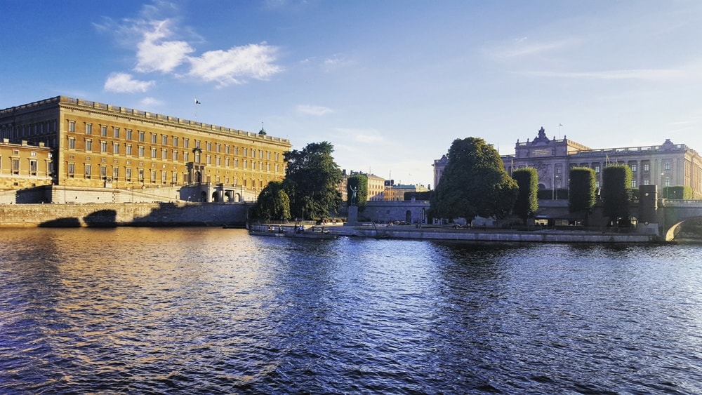 View of Kungliga slotted (The Royal Palace) and the Riksdagshuset (Parliament House) seat of the Riksdag, the Swedish parliament - Stockholm Travel Guide
