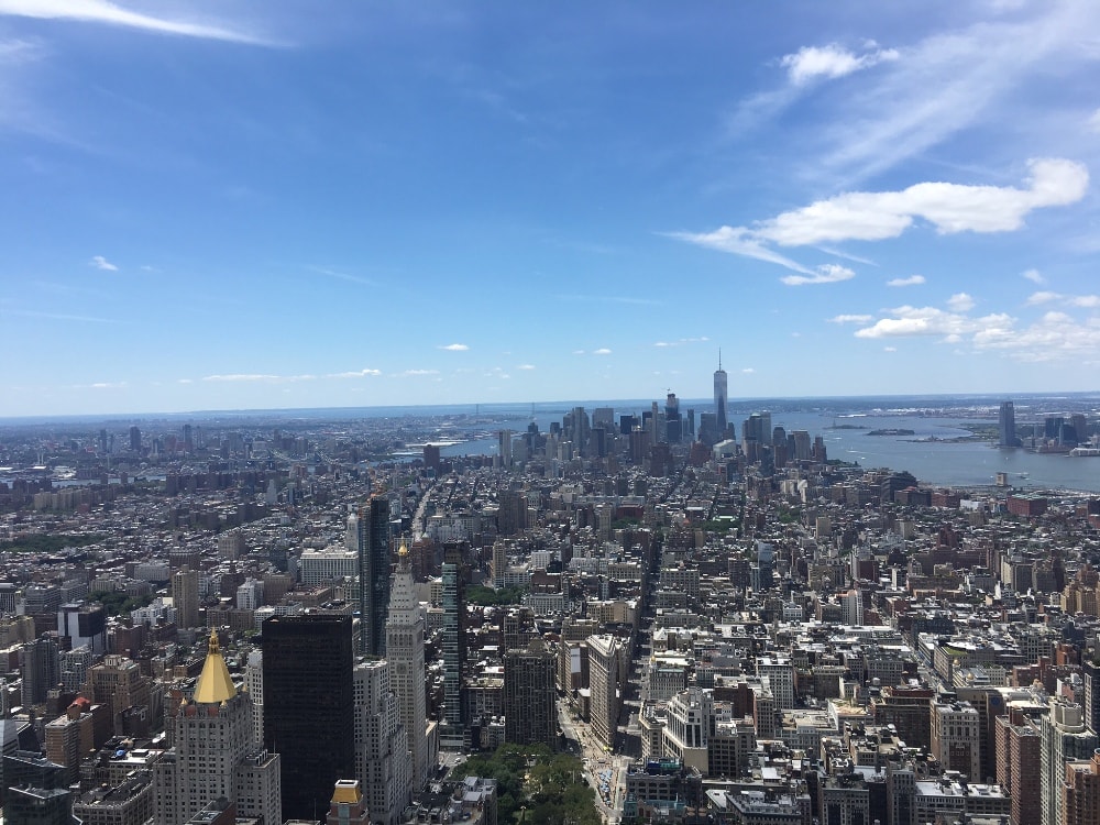NYC, south Manhattan from the top of Empire State Building - budget North America Travel Tips