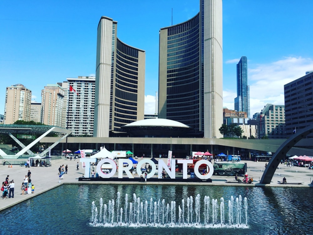 Toronto, ON. Nathan Phillips square - budget North America Travel Tips