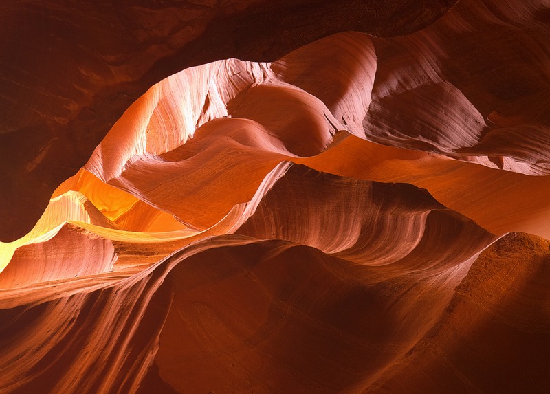 Shades of the World Series: Orange wave-like rock formation decorated Antelope Canyon's interior