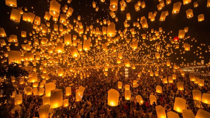Shades of the World Series: Thousands of lanterns lit up the night as they are suspended into the open air