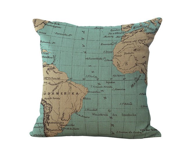 Nautical World Map Cushion Cover - Summer Travel Gifts For Female Travelers