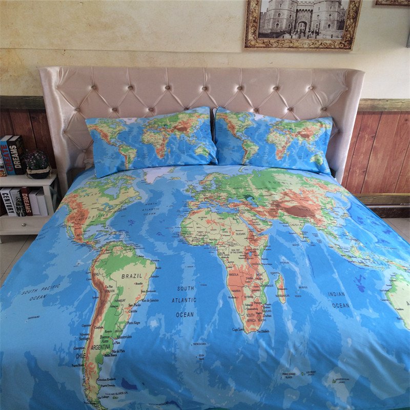 Vivid World Map Bed Set - Summer Travel Gifts For Female Travelers