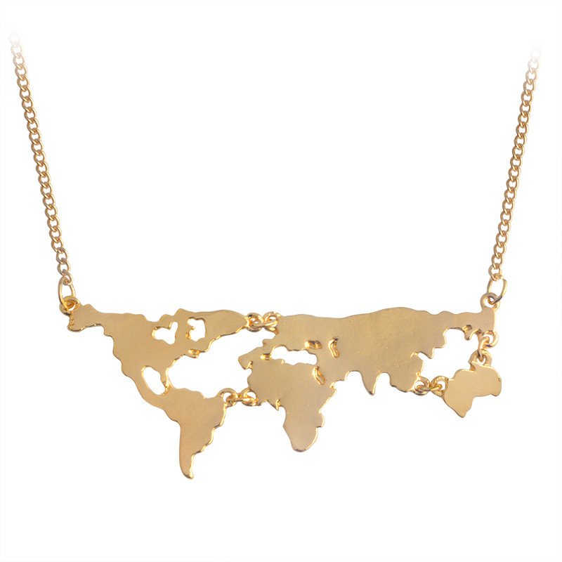 Wanderlust Vibes World Map Necklace - Summer Travel Gifts For Female Travelers