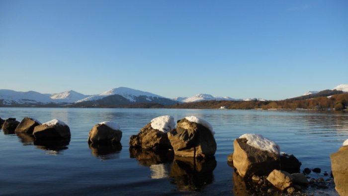 Ice swimming in the beautiful Loch Lomond, Scotland