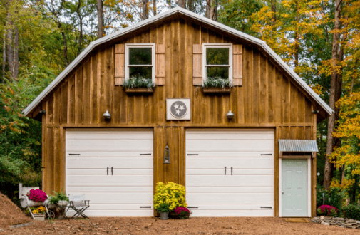 Outer space of the backyard barn located in Brentwood, US.