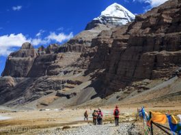 Pilgrimage path of Mount Kailash Kora in Tibet