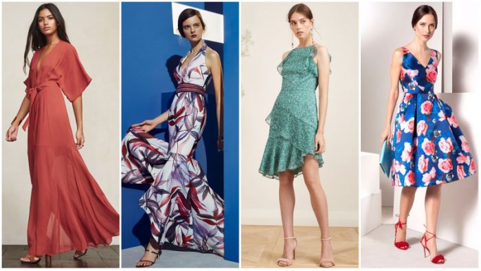 Female wedding guests wear mostly midi or maxi dresses 